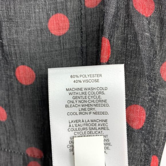 Express The City Shirt Womens Sz M Gray Red Polka Dot Print Button Front NEW - Picture 7 of 7